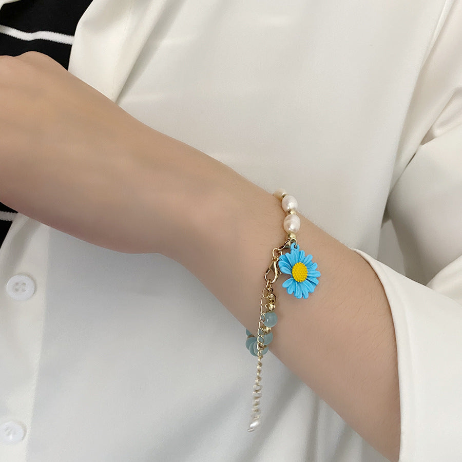 Daisy Flower Pearl Bracelet