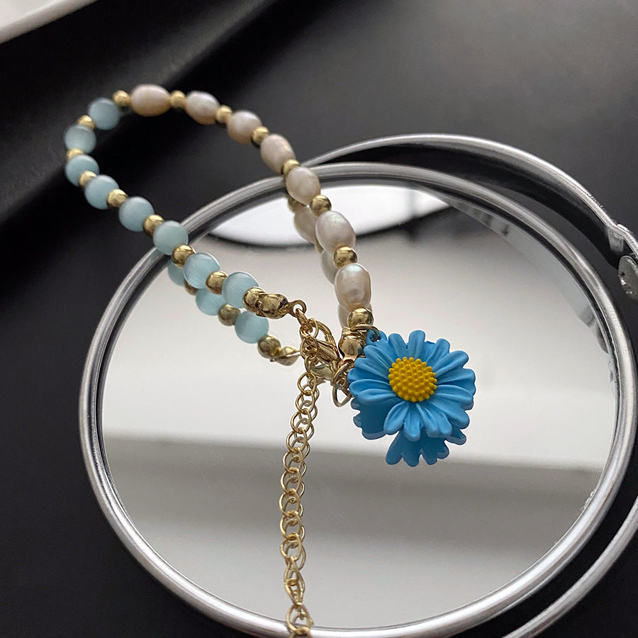 Daisy Flower Pearl Bracelet