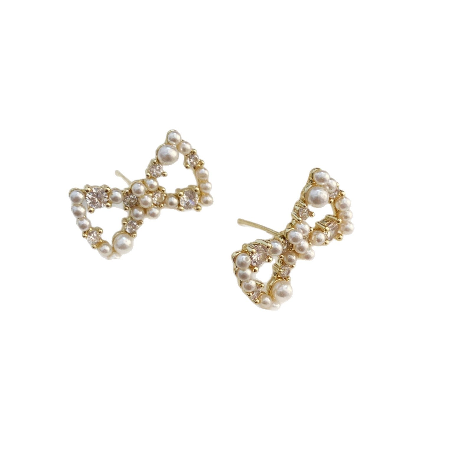 Rhinestone & Pearl Small Stud Earrings
