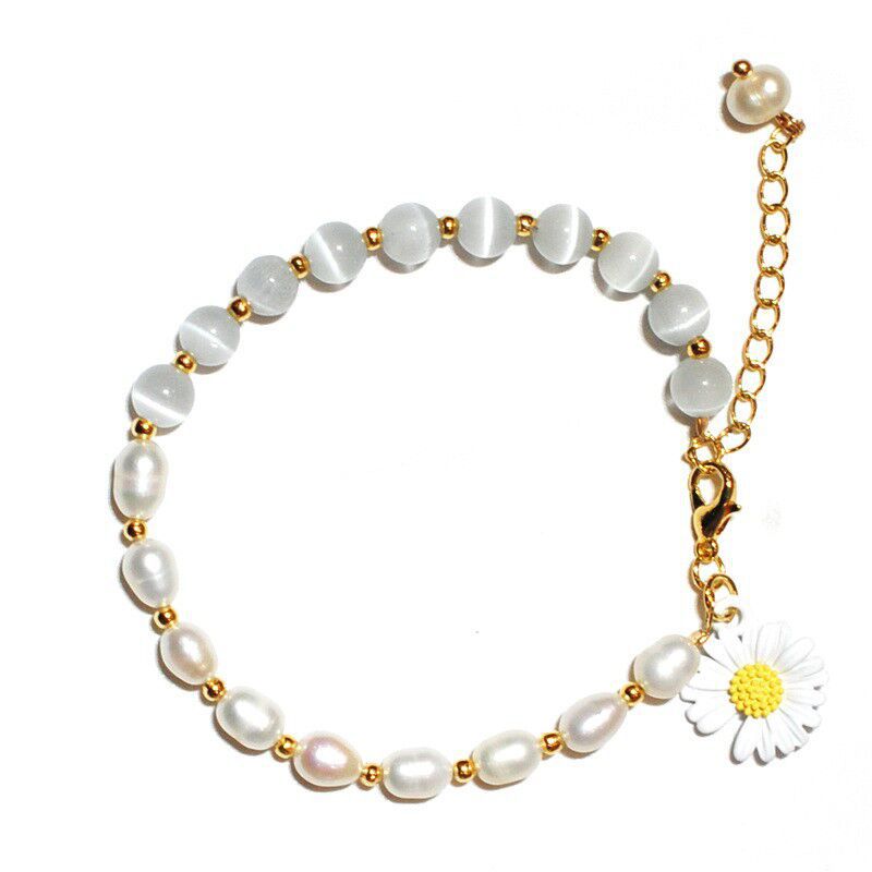 Daisy Flower Pearl Bracelet