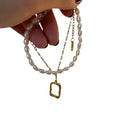 Square Pendant Pearl Bracelet